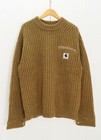 sacai ×carhartt サカイ カーハート Detroit Knit pullover 23-03112M 毛（ウール） ブラウン 3 タグ【中古】【レギュラー】【金沢本店 併売品】【7010529Kz】