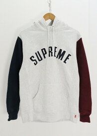 Supreme シュプリーム blocked hooded sweat shirt 綿（コットン） グレー ネイビー レッド L 【中古】【ストリート・ルード】【金沢本店 併売品】【6810538Kz】