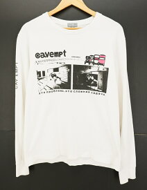 値下げしました　C.E L/S PRINT Tee size：M シーイー プリント 長袖Tシャツ ロンT ホワイト Made in Japan