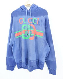【最終値下げ】GUCCI 569828 19SS インターロッキング プリント プルオーバー パーカー size：L グッチ フーディ オーバーサイズ ネイビー JSB鑑定済み