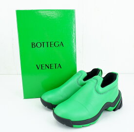 【最終値下げ】BOTTEGA VENETA FLASH size：41 ボッテガヴェネタ フラッシュ レザー ローカット スニーカー シューズ スリッポン 靴 グリーン JSB鑑定済み