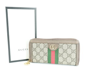 【値下げしました】GUCCI 523154 ジップアラウンドウォレット グッチ オフィディア GGスプリーム シェリーライン 長財布 ロングウォレット JSB鑑定済み