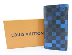 【値下げしました】LOUIS VUITTON N60162 ポルトフォイユ・ブラザ ルイ・ヴィトン ダミエグラフィット ピクセル ブルー 2つ折り 財布 長財布 ロングウォレット JSB鑑定済み