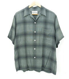 WACKO MARIA S/S OMBRE CHECK OPEN COLLAR SHIRT size：L ワコマリア オンブレチェック オープンカラーシャツ 半袖シャツ ボタンシャツ グレー Made in Japan