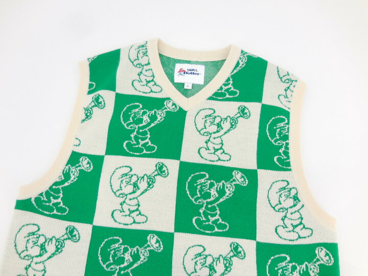 楽天市場】BUTTER GOODS × THE SMURFS KNIT VEST size：L バターグッズ 