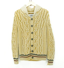 TMT WASHED CABLE SHAWL CARDIGAN size：S ティーエムティー ウォッシュド ケーブルニット ショールカラー カーディガン イエロー TKN-F12-04