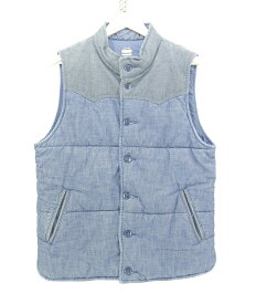 MOMOTARO JEANS COWBOY VEST size：38 桃太郎ジーンズ シャンブレー カウボーイベスト 中綿ベスト アウター インディゴ Made in Japan