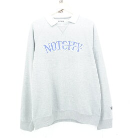 NOTCITY LOGO PRINT SWEAT size：XL ノットシティ ロゴ プリント スウェット トレーナー 襟付き グレー Made in Japan
