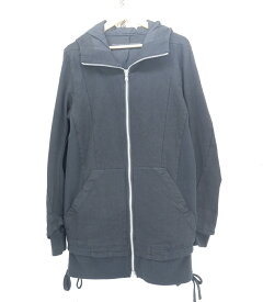 A.F ARTEFACT DENIM SWEAT HOODIE BLOUSON size：1 エーエフアーティファクト デニム スウェット コンビ ロング ジャケット アウター ブラック Made in Japan