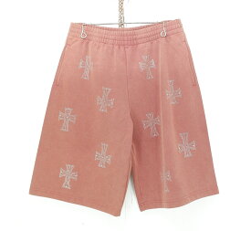 UNKNOWN LONDON OUTLINE CROSS RHINESTONE BAGGY SWEAT SHORTS size：L アンノウン ロンドン アウトライン クロス ラインストーン バギー スウェット ショーツ ハーフパンツ ショートパンツ ボトムス ピンク