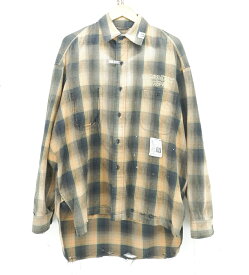 Maison MIHARA YASUHIRO 25SS L/S VINTAGE LIKE CHECK SHIRT size：46 メゾン ミハラヤスヒロ ヴィンテージ ライク チェックシャツ 長袖シャツ ボタンシャツ USED加工 オレンジ J14SH181 Made in Japan
