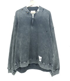 Maison MIHARA YASUHIRO 25AW BLEACHED HALF ZIP PULLOVER size：50 メゾン ミハラヤスヒロ ブリーチド ハーフジップ プルオーバー スウェット トレーナー ブラック ダメージ加工 A15PO566 Made in Japan