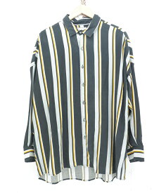 SHAREEF L/S STRIPE SHIRT size：2 シャリーフ ビッグシルエット ストライプシャツ 長袖シャツ ボタンシャツ ブラック 18713706 Made in Japan