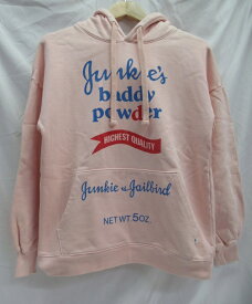 HYSTERIC GLAMOUR×Richardsonヒステリックグラマー×リチャードソン コラボJunkie's Buddy Power Hoodieパロディロゴ プルオーバーパーカーSIZE:S ピンク USA製