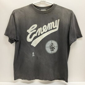 SAINT MICHAEL Public Enemy/セントマイケル パブリック・エナミー PE_SS T-SHIRT/SNT ENEMY SM-YS1-0000-C18 Tシャツ　半袖シャツ　ヴィンテージ加工 SIZE:XL　ブラック