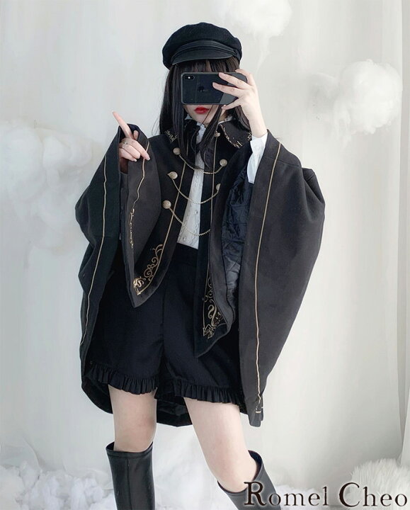 楽天市場】RomelCheo ダークナイト刺繍ケープコート マントコート 