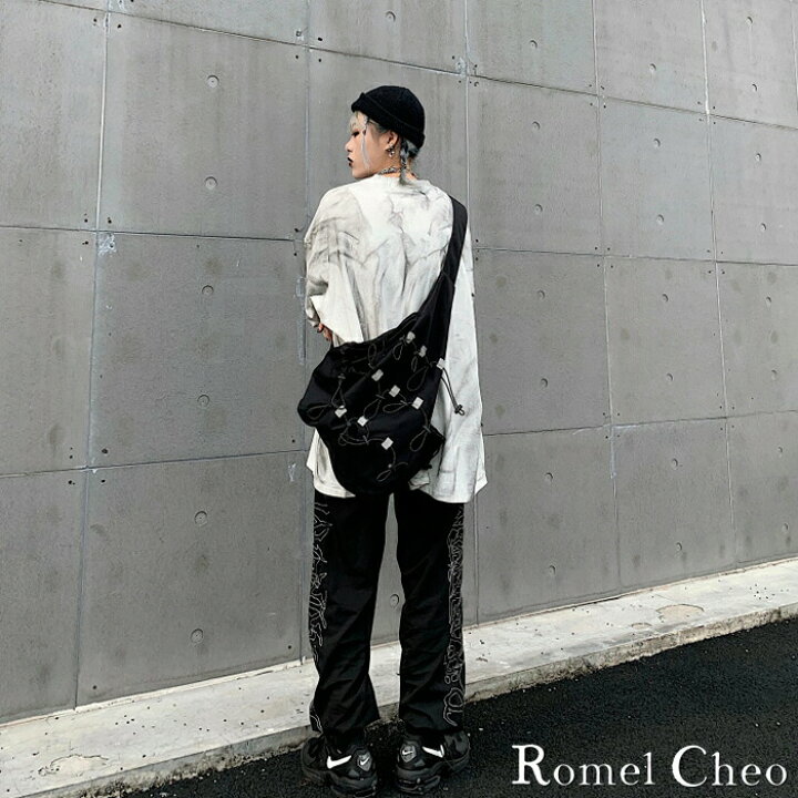 楽天市場 送料無料 Romelcheo ハイ ストリート モノクロ グラデーション ロンt ロング Tシャツ 長袖 ストリート系 原宿系 ファッション メンズ レディース ユニセックス ビッグシルエット B系 ボード系 ロメルチェオ Romelcheo