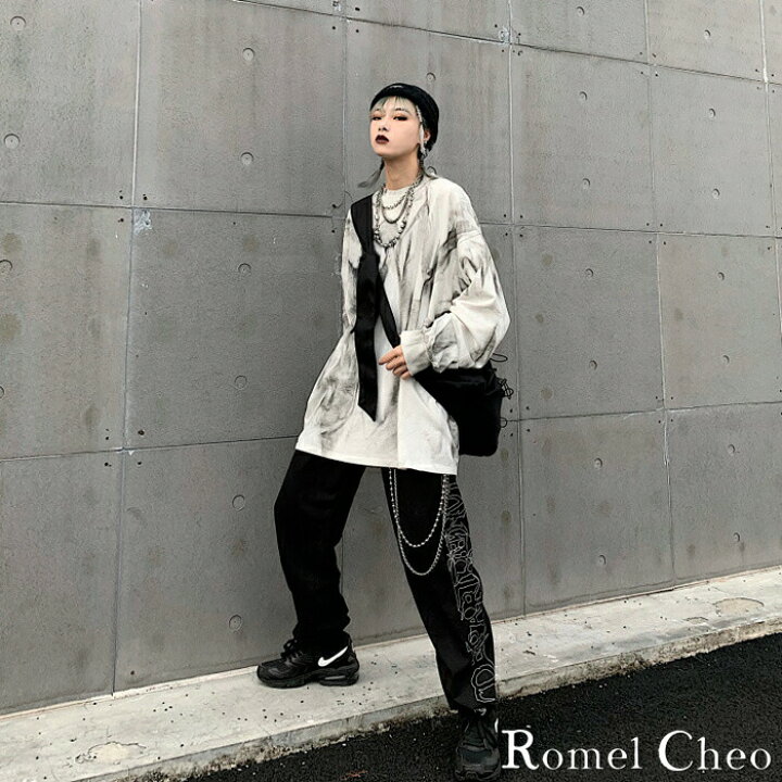 楽天市場 送料無料 Romelcheo ハイ ストリート モノクロ グラデーション ロンt ロング Tシャツ 長袖 ストリート系 原宿系 ファッション メンズ レディース ユニセックス ビッグシルエット B系 ボード系 ロメルチェオ Romelcheo