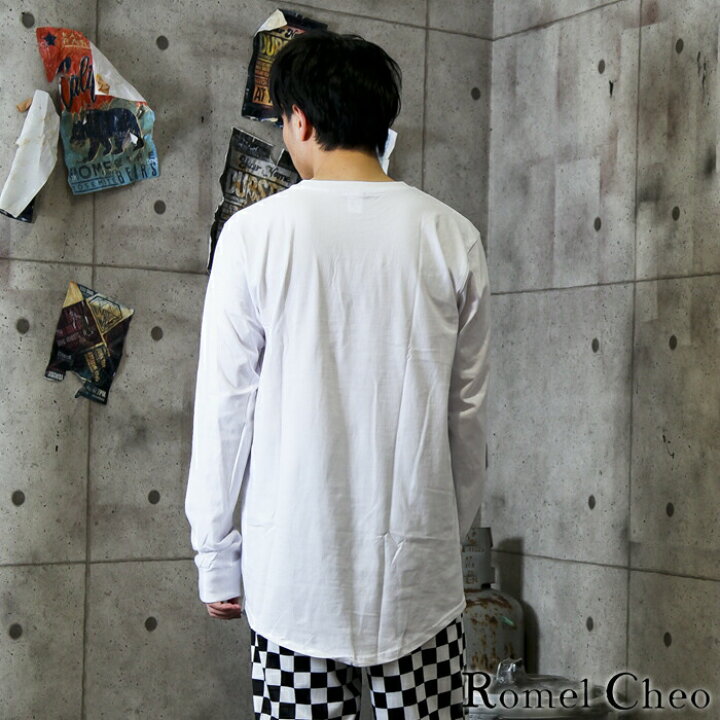 楽天市場 送料無料 Romelcheo ロング Tシャツ 長袖 ロンt 無地 白 黒 裾見せ 裾出し ロング丈 レイヤード シンプル ストリート B系 ファッション ユニセックス オーバーサイズ クルーネック ラウンド裾 リブ袖 2枚目半額商品 ロメルチェオ Romelcheo