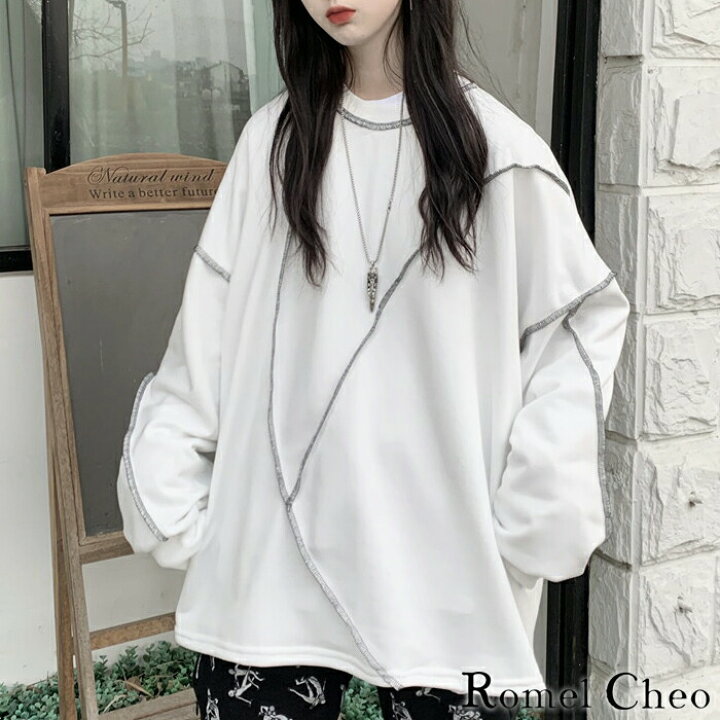 楽天市場 送料無料 Romelcheo ステッチ 縫い目 トレーナー スウェット レディース ボーイフレンド ビッグシルエット オーバーサイズ カジュアル 原宿系 モード系 韓国 服 ファッション ルーズ ざっくり ゆったり モノクロ モノトーン 白 黒 ロメルチェオ Romelcheo 楽天市場 送料無料 Romelcheo ステッチ 縫い目 トレーナー スウェット レディース ボーイフレンド ビッグシルエット オーバーサイズ カジュアル 原宿系 モード系 韓国 服 ファッション ルーズ ざっくり ゆったり モノクロ モノトーン 白 黒 ロメルチェオ Romelcheo