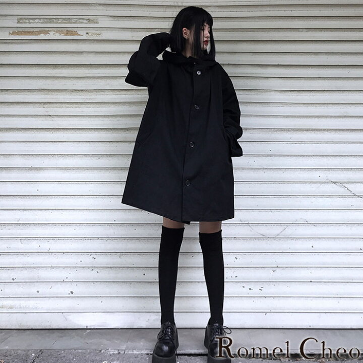 楽天市場 送料無料 Romelcheo ビッグマントパーカー オーバーサイズ ビッグシルエット パーカー ゆったり 長袖 アウター ロック ストリート モード マウンテンパーカー 個性的 青文字系 原宿系 レディース ファッション カジュアル ロメルチェオ Romelcheo