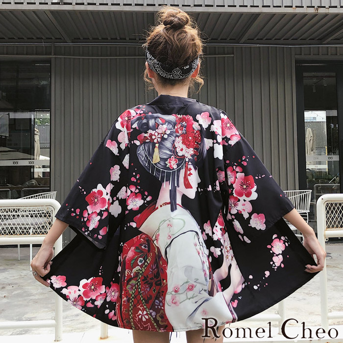楽天市場】【送料無料】 RomelCheo 舞妓花柄羽織 七分袖 和柄 和風