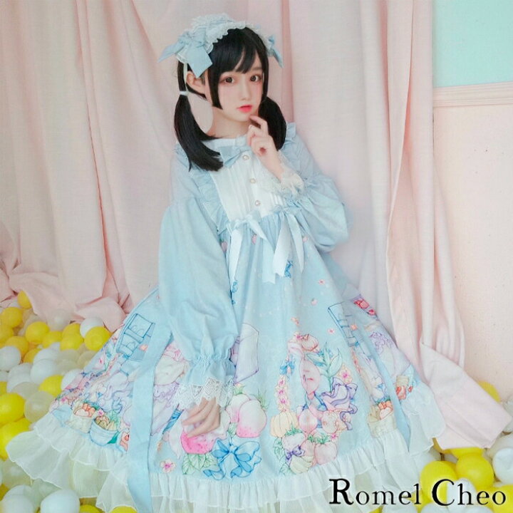 楽天市場】RomelCheo ヘッドドレス付き ラビット フルーツ ワンピース 