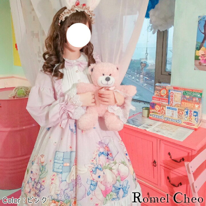 楽天市場】RomelCheo ヘッドドレス付き ラビット フルーツ ワンピース 