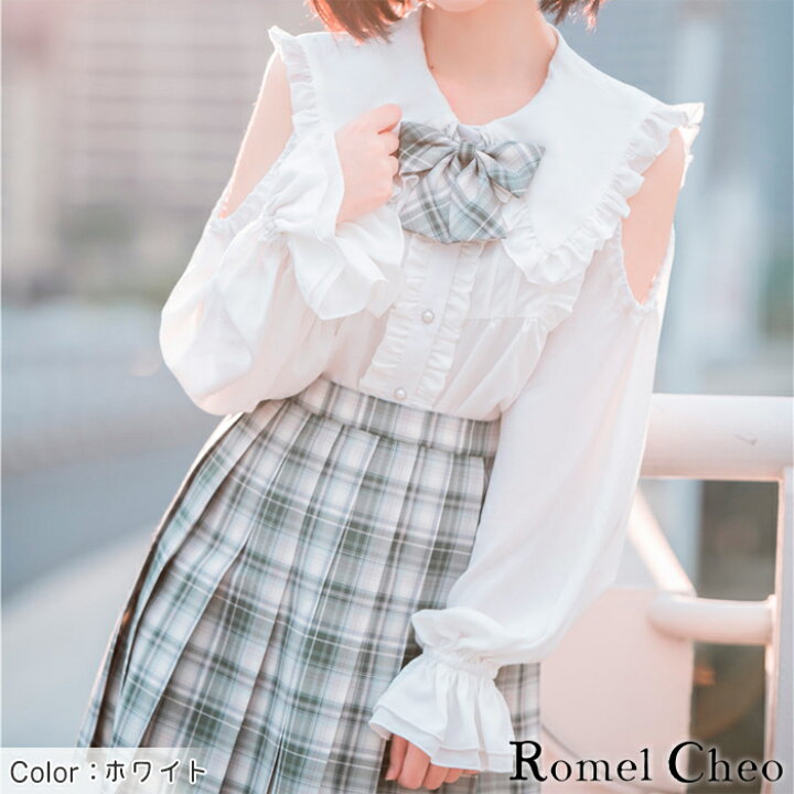 楽天市場 送料無料 Romelcheo オフショル ボリューム スリーブ ブラウス オープンショルダー 肩あき 肩出し オフショル レディース 白 黒 長袖 シャツ フリル 薄手 かわいい 大人可愛い 原宿系 青文字系 ロリータ ゴスロリ 甘ロリ ガーリー 森ガール ファッション