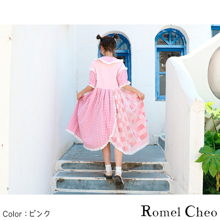 楽天市場】RomelCheo 原宿系 パッチワーク リメイク風 ワンピース 半袖  