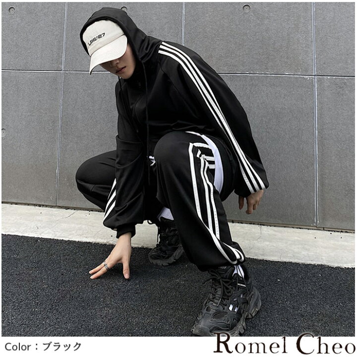 楽天市場 送料無料 Romelcheo ラインジャージセット 長袖 セットアップ 上下セット フード付きジャージ オバーサイズ ゆったり サイドラインジャージ おしゃれジャージ メンズ レディース モード系 ストリート 個性的 原宿系 青文字系 カジュアル ファッション