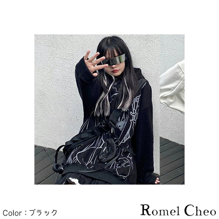 楽天市場 送料無料 Romelcheo 原宿系 ナース 裏ボア フリース パーカー プルオーバー アニメ風 イラスト 看護師 注射器 長袖 裏起毛 レディース ストリート系 青文字 病みかわいい サブカル ロリータ ガーリー ファッション ロメルチェオ Romelcheo