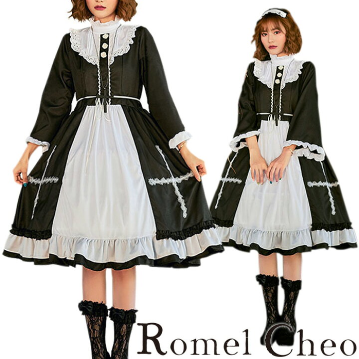 楽天市場 送料無料 Romelcheo ゴスロリ修道服風ワンピース シスターワンピ ロリータワンピース フレアワンピ フリルワンピ ハイウエスト ゆめかわいい 病みかわいい ゴス クラロリ レディース モード系 ファッション 原宿系 青文字系 カジュアル ファッション