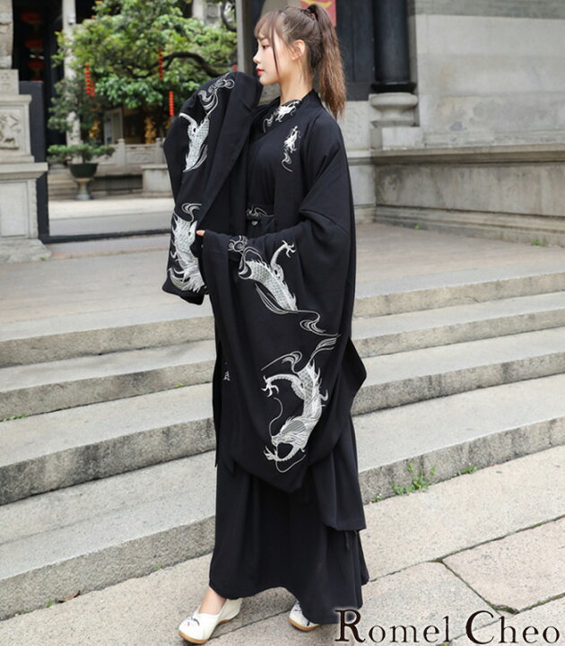 楽天市場】RomelCheo 龍柄刺繍漢服セット チャイナ服 羽織り ドラゴン 