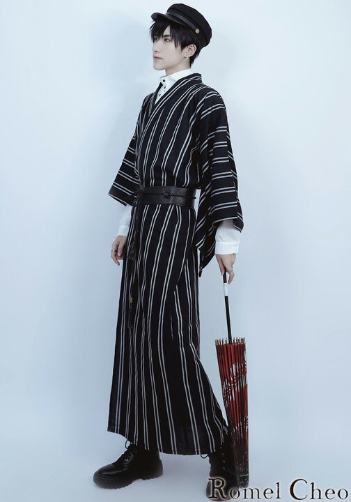 楽天市場 送料無料 Romelcheo 大正ロマン和柄ストライプ浴衣 書生服 書生スタイル レトロモダン 羽織 個性的 和装 和風 和モダン クラシカル カジュアル メンズ レディース ユニセックス モード系 ストリート 原宿系 青文字系 Romelcheo