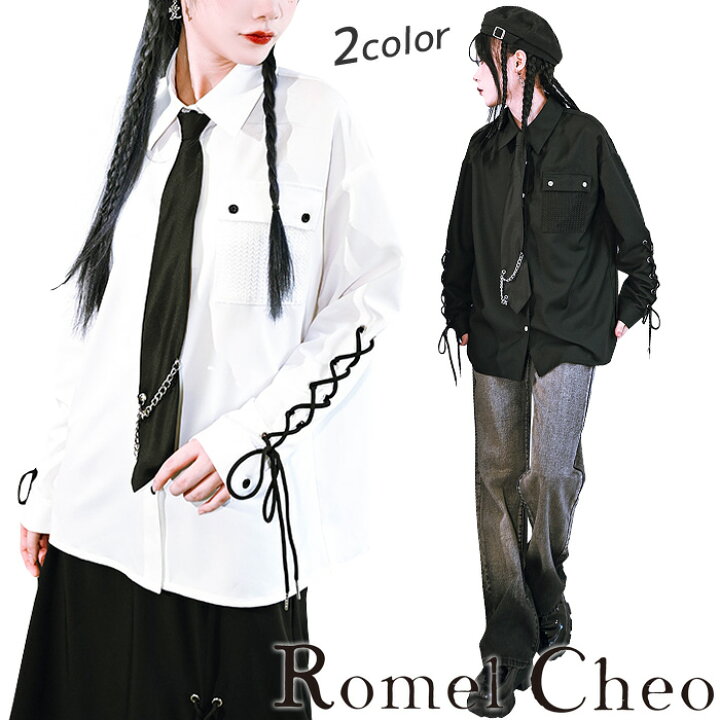 楽天市場】【送料無料】RomelCheo 編み込みモノクロシャツ レース 