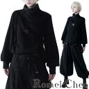 RomelCheo スタンドネック トレーナー 斜めバックル ハイネック シャツトレーナー モックネック デザイントレーナー スウェット ベルトデザイン モノトーン 変形デザイン 長袖 レディース モード系 ストリート 原宿系 サロン系 ファッション ロメルチェオ