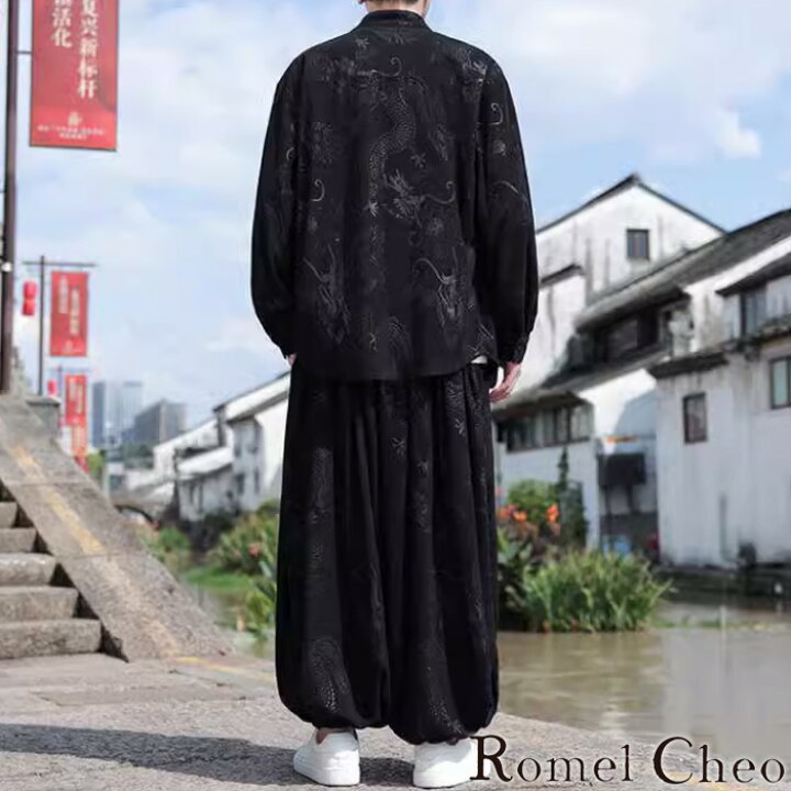 楽天市場】RomelCheo 龍柄 チャイナセットアップ メンズ チャイナ 