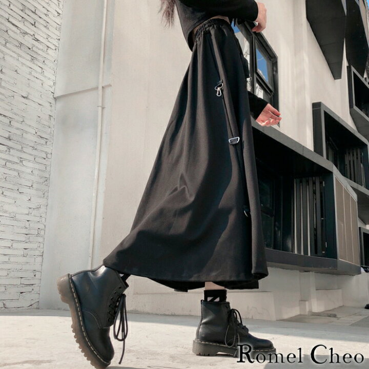 楽天市場】RomelCheo フック アシンメトリー スカート 黒 アシメ 