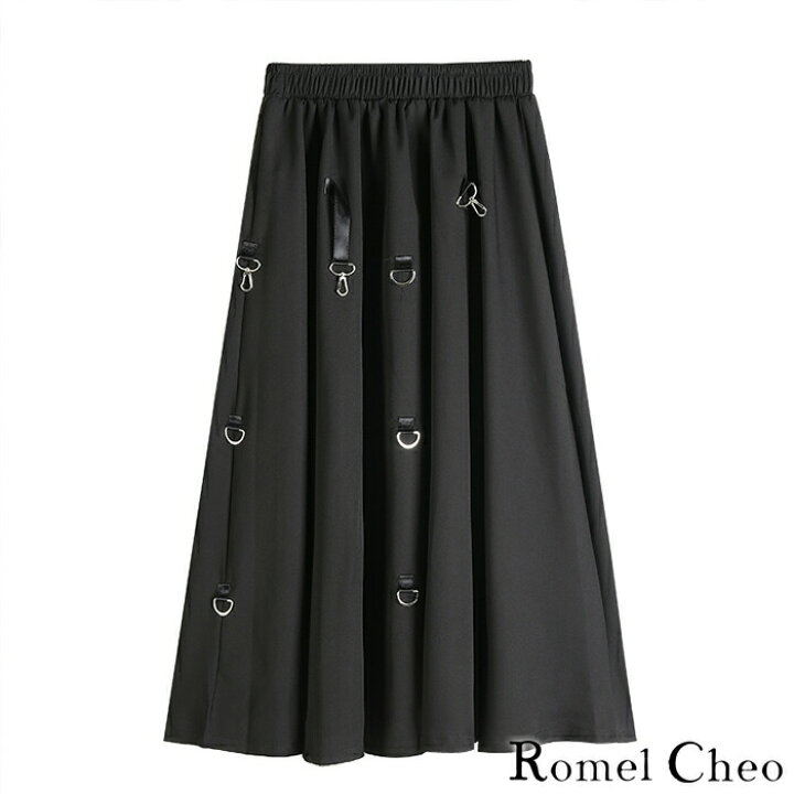 楽天市場】RomelCheo フック アシンメトリー スカート 黒 アシメ 