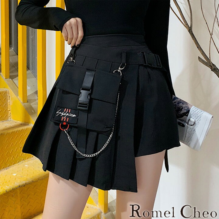 楽天市場】RomelCheo プリーツラップミニパンツ キュロットスカート 