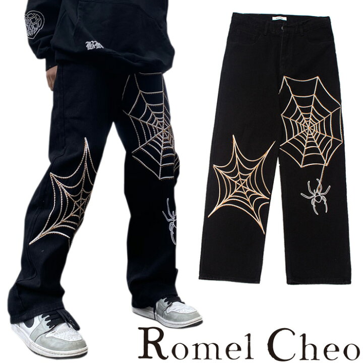 楽天市場】RomelCheo スパイダーウェブデニムパンツ デニムパンツ 