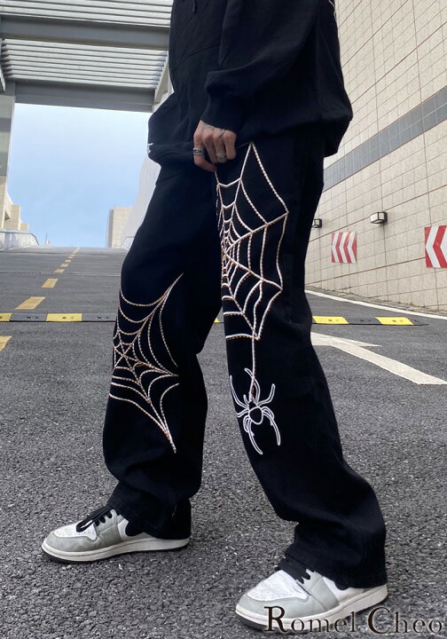 楽天市場】RomelCheo スパイダーウェブデニムパンツ デニムパンツ 