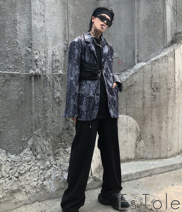 楽天市場】EsTole パイソンシングルジャケット ヘビ柄 総柄 テーラード 