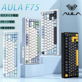 ＼新品限定1000円クーポンあり／AULA F75 ワイヤレスキーボード メカニカルキーボード ゲーミングキーボード 80キー無衝突 有線無線両対応 Bluetooth5.0/2.4Ghz/Type-C ホットスワップ対応 EVA吸音PCB RGBバックライト プログラム可能 APEX PYBG CS2 OW2 4000mAh充電式
