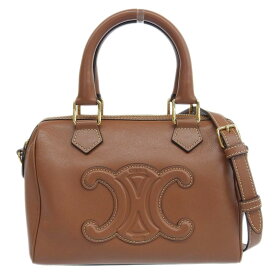 【中古】 セリーヌ CELINE スモールボストン キュイル トリオンフ 2WAYバッグ ショルダーバッグ レザー タン 113773DU3 新入荷 OB1771