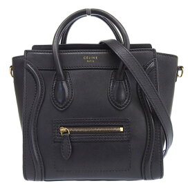 【中古】 セリーヌ CELINE ラゲージ ナノショッパー 2WAYバッグ ハンドバッグ ショルダーバッグ レザー ブラック 新入荷 OB1887