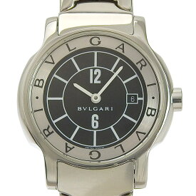 【中古】 ブルガリ BVLGARI 時計 ソロテンポ クォーツ 腕時計 レディース SS ブラック文字盤 ST29S 新入荷 BV0362