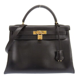 【中古】 エルメス HERMES ケリー32 2WAYバッグ ハンドバッグ ショルダーバッグ ボックスカーフ ブラック □C刻印 1999年 新入荷 HE0952