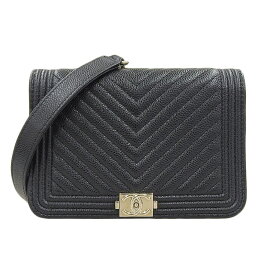 【中古】 シャネル CHANEL ボーイシャネル ショルダーバッグ チェーンショルダー ショルダーウォレット キャビアスキン ブラック 新入荷 CH0957